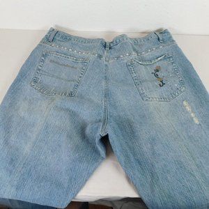 Vanilla Star Blue Jeans Women 26 Embellished Beads Embroidery SEE Measurements